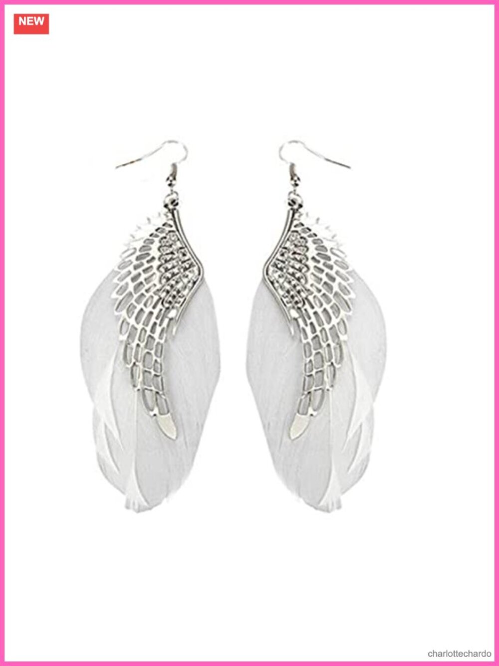 Angel Wings Feather Dangle Drop Earrings Silver Plated Fairy Wing Lightweight